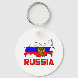 Russia With Crest Keychain