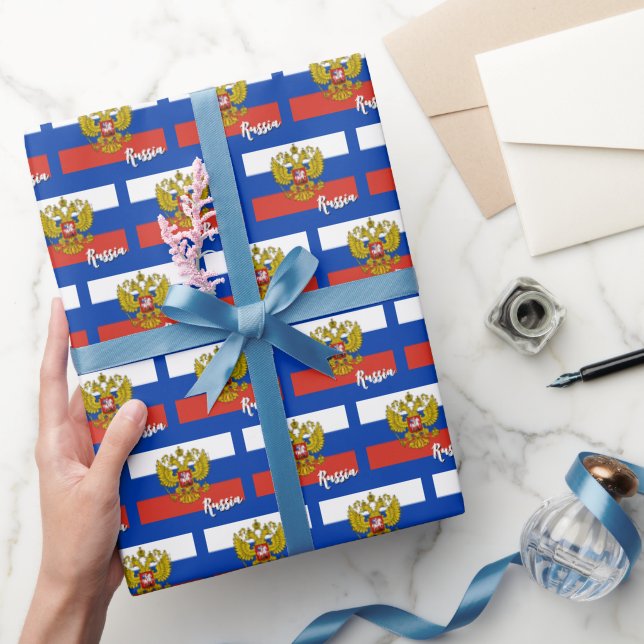 Russia Wrapping Paper, Blue, Russian Flag Paper (Gifting)