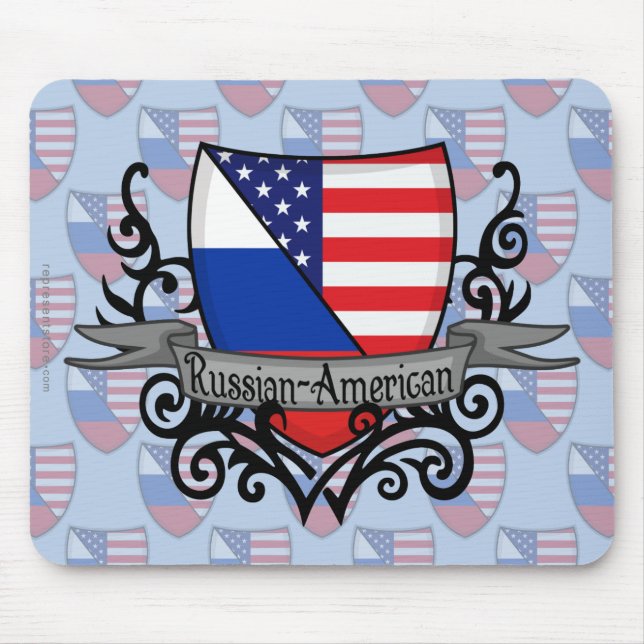Russian-American Shield Flag Mouse Pad (Front)