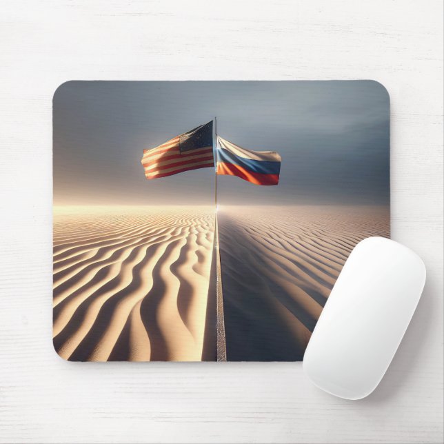 Russian And American Flag In Sand Mouse Pad (With Mouse)