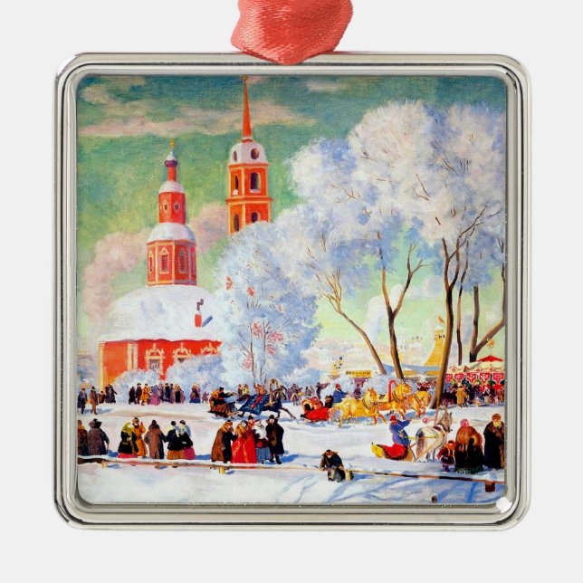 Russian Art Christmas Gift  Metal Ornament (Front)