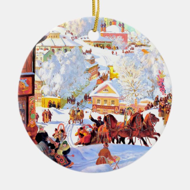 Russian Art Custom Christmas Gift  Ceramic Ornament (Front)