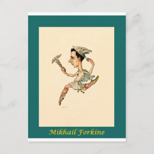 Russian Ballet Caricature ~ Mikhail Fokine Postcard