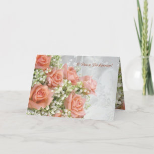 Russian birthday Card. Roses, lily of the valley Card