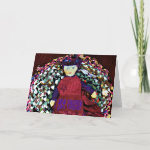 Russian Birthday card with a Rag Doll