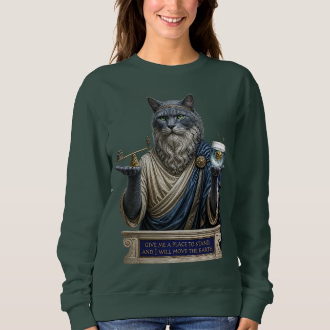 Russian Blue Archimedes Cat Sweatshirt (Front)