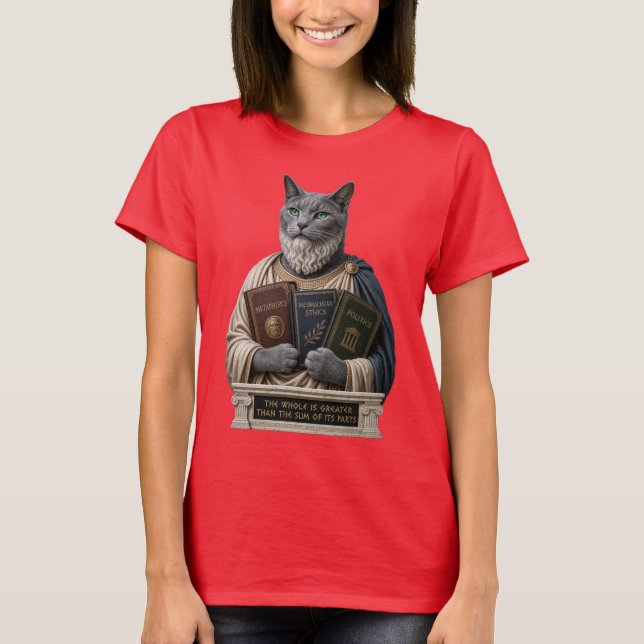 Russian Blue Aristotle Cat T-Shirt (Front)