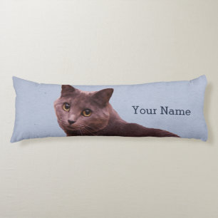 Russian Blue Cat Add Name Body Pillow
