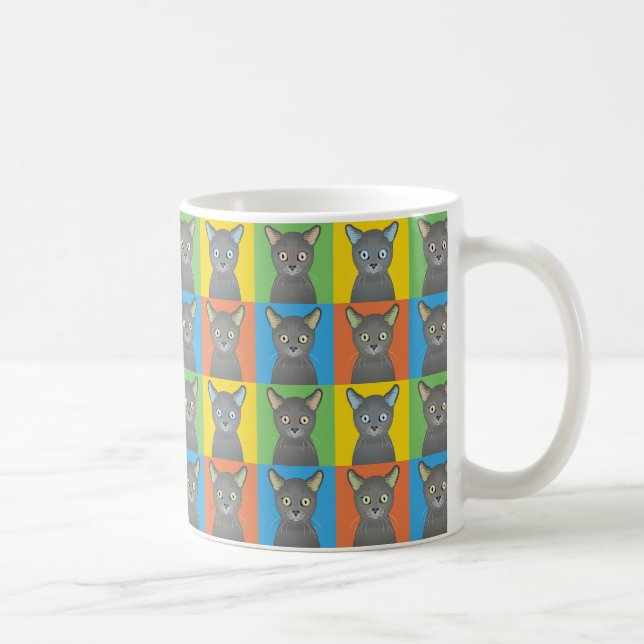 Russian Blue Cat Cartoon Pop-Art Coffee Mug (Right)