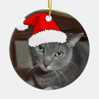 Russian Blue Cat Christmas Ceramic Ornament