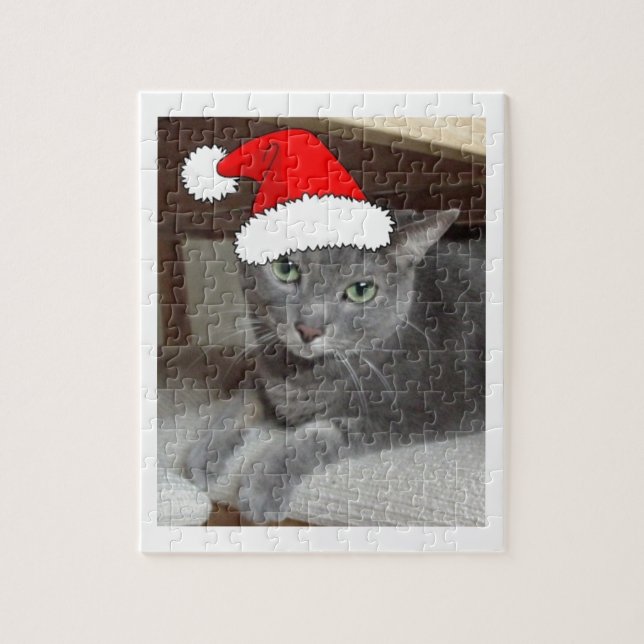 Russian Blue Cat Christmas Jigsaw Puzzle (Vertical)