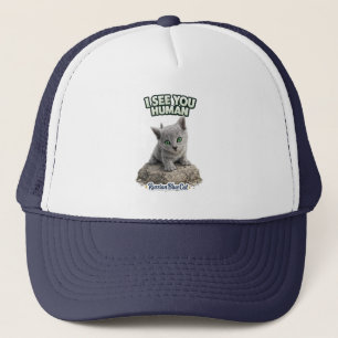 Russian Blue Cat – I See You Human Trucker Hat