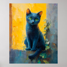 Russian Blue Cat in Golden Light – Peaceful Ledge