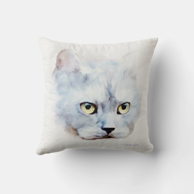 Russian Blue Cat Throw Pillow (Back)