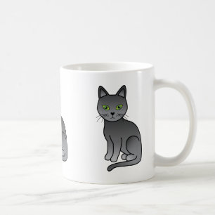 Russian Blue Cats Cartoon Illustration Coffee Mug