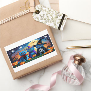 Russian Blue Cats Pumpkin Halloween Funny Sticker