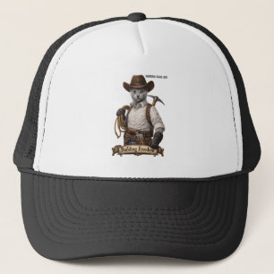 Russian Blue Cowboy Cat – Building Freedom Trucker Hat