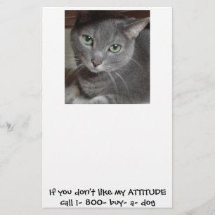 Russian Blue Grey Cat Attitude Humour Stationery