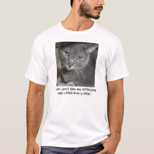 Russian Blue Grey Cat Attitude Humour T-Shirt
