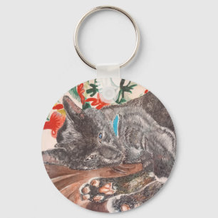 Russian Blue grey cat English shorthair cats Keychain