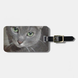 Russian Blue Grey Cat Luggage Tag