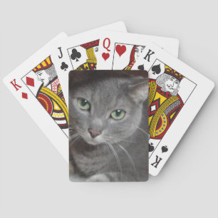 Russian Blue Grey Cat Playing Cards