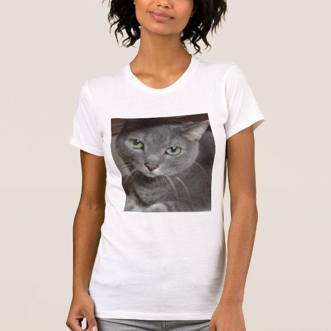 Russian Blue Grey Cat T-Shirt (Front)
