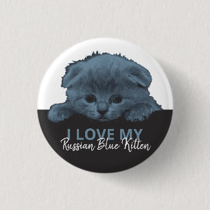 Russian Blue Kitten 1 Inch Round Button