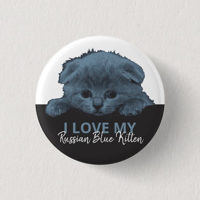 Russian Blue Kitten 1 Inch Round Button (Front)