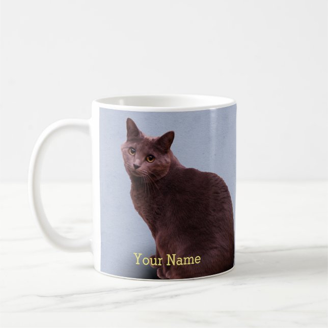 Russian Blue Kitty Cat Coffee Mug (Left)