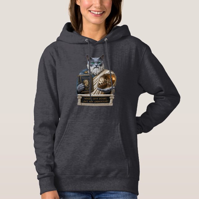 Russian Blue Plato Cat Hoodie (Front)