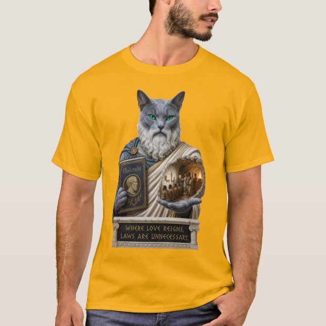 Russian Blue Plato Cat T-Shirt (Front)