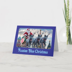 Russian Blue Reindeer Holiday Card