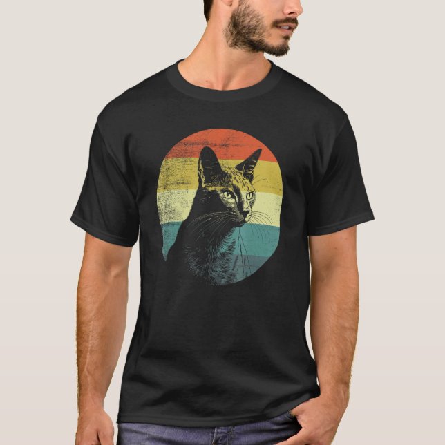 Russian Blue Retro Cat Design T-Shirt (Front)