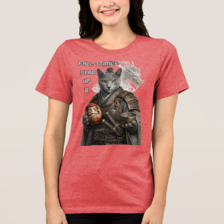 Russian Blue Samurai Cat Tri-Blend Shirt