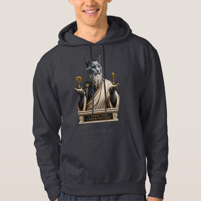 Russian Blue Socrates Cat Hoodie (Front)