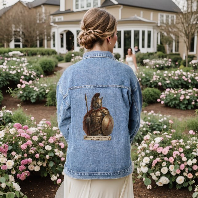 Russian Blue Spartan Cat Denim Jacket (Wedding Back)