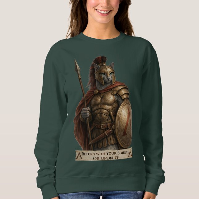 Russian Blue Spartan Cat Sweatshirt (Front)