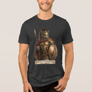 Russian Blue Spartan Cat Tri-Blend Shirt
