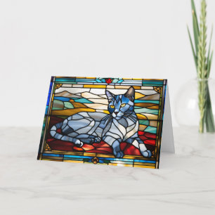 Russian Blue Stained Glass Card