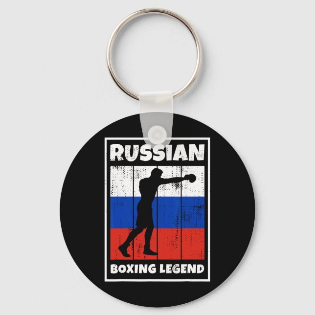Russian Boxing Legend With Flag For Russia Boxer  Keychain (Front)