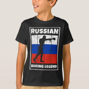 Russian Boxing Legend With Flag For Russia Boxer  T-Shirt
