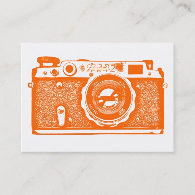 Russian Camera - Orange on White Business Card (Front)