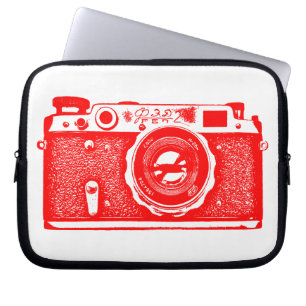 Russian Camera - Red on White Laptop Sleeve