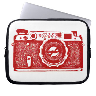 Russian Camera - Ruby on White Laptop Sleeve