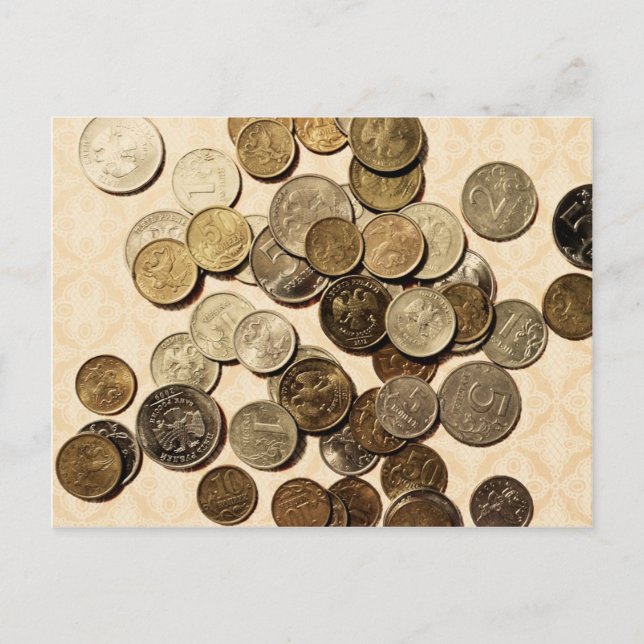 Russian coins postcard (Front)