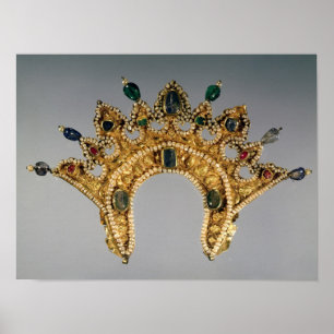 Russian diadem, gold set with pearls poster