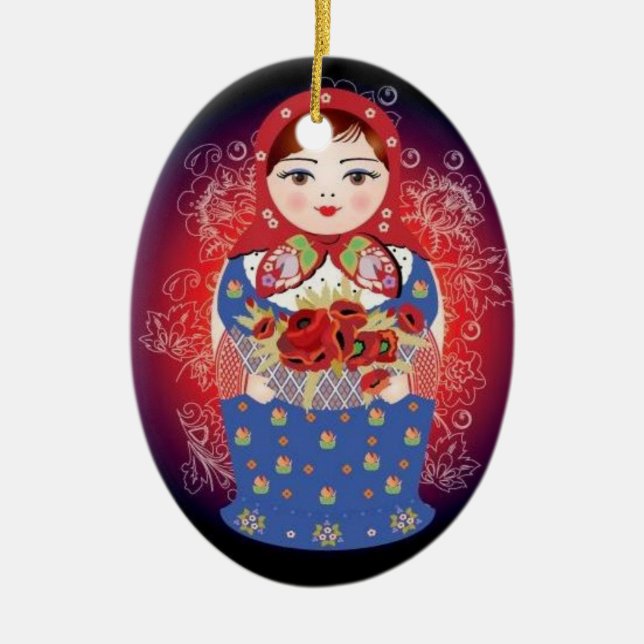 Russian Doll Christmas Ornament - "Elena" (Front)