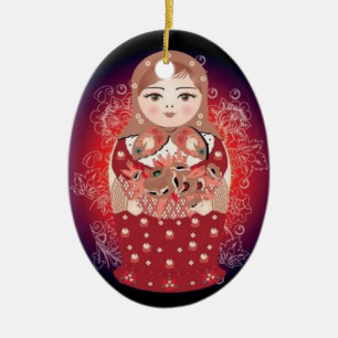 Russian Doll Christmas Ornament- "Ludmila" Ceramic Ornament