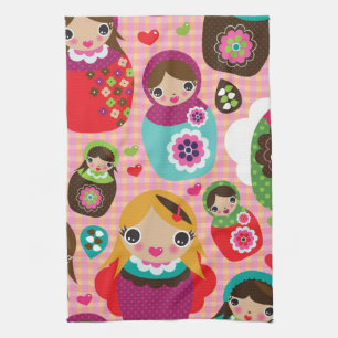 Russian doll illustration background kitchen towel